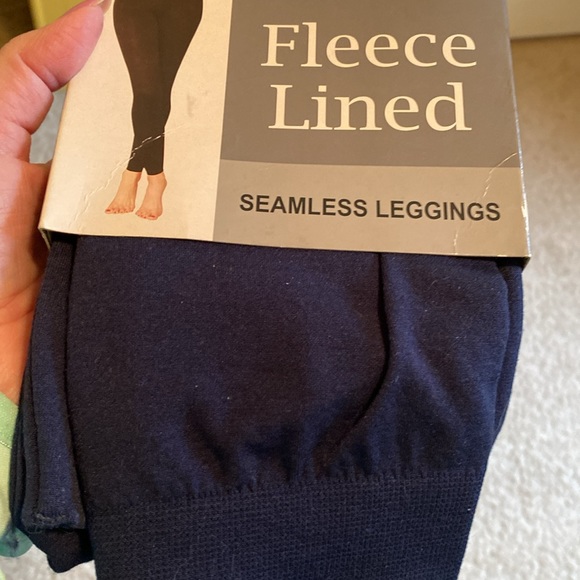 Fleece lined Navy tights - Picture 2 of 5